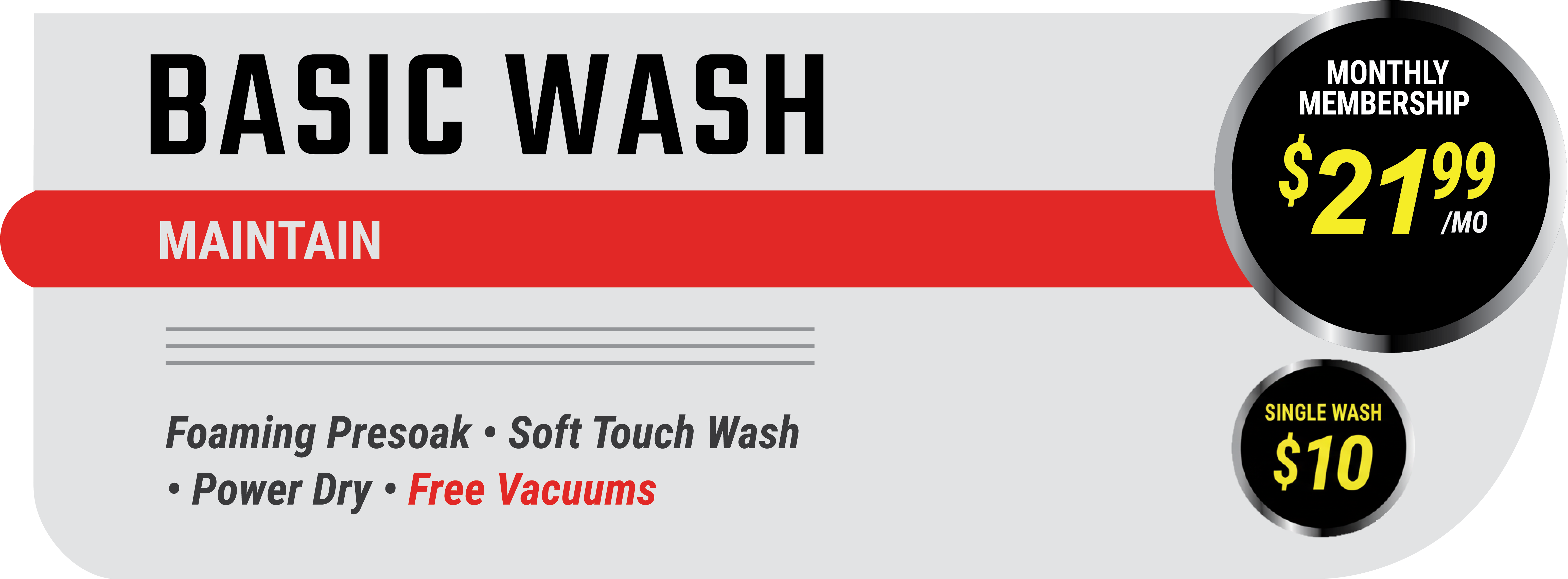 Basic unlimited car wash membership $21.99 per month South LA